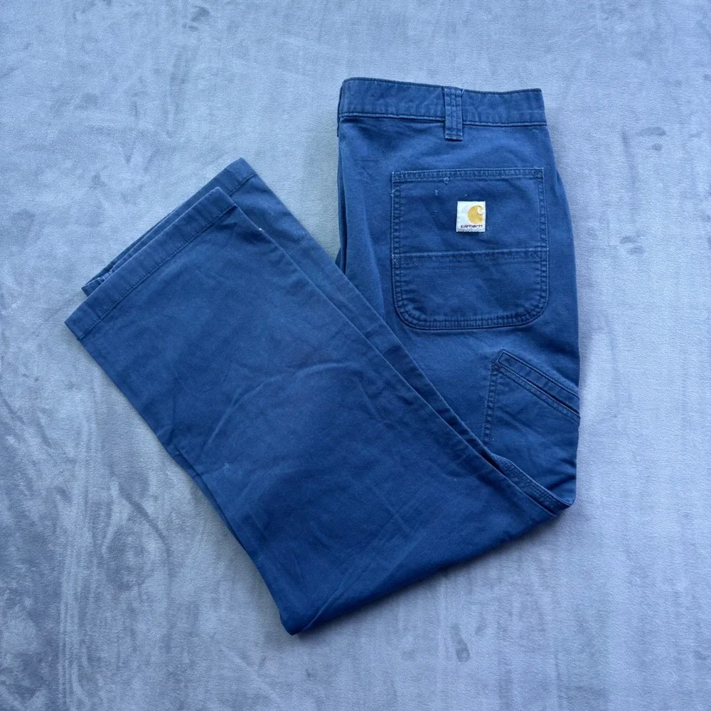 Carhartt Rugged Flex Relaxed Fit Canvas Work Pants Navy Blue 40x30 BN2291-M